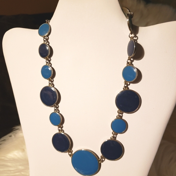 Blue circle statement necklace